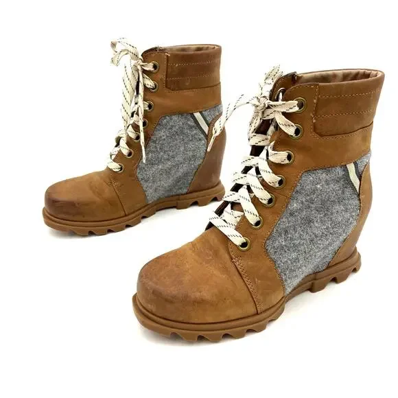Sorel Joan of Arctic Wedge III Lexie Bootie Tan Nubuck Ankle Boots